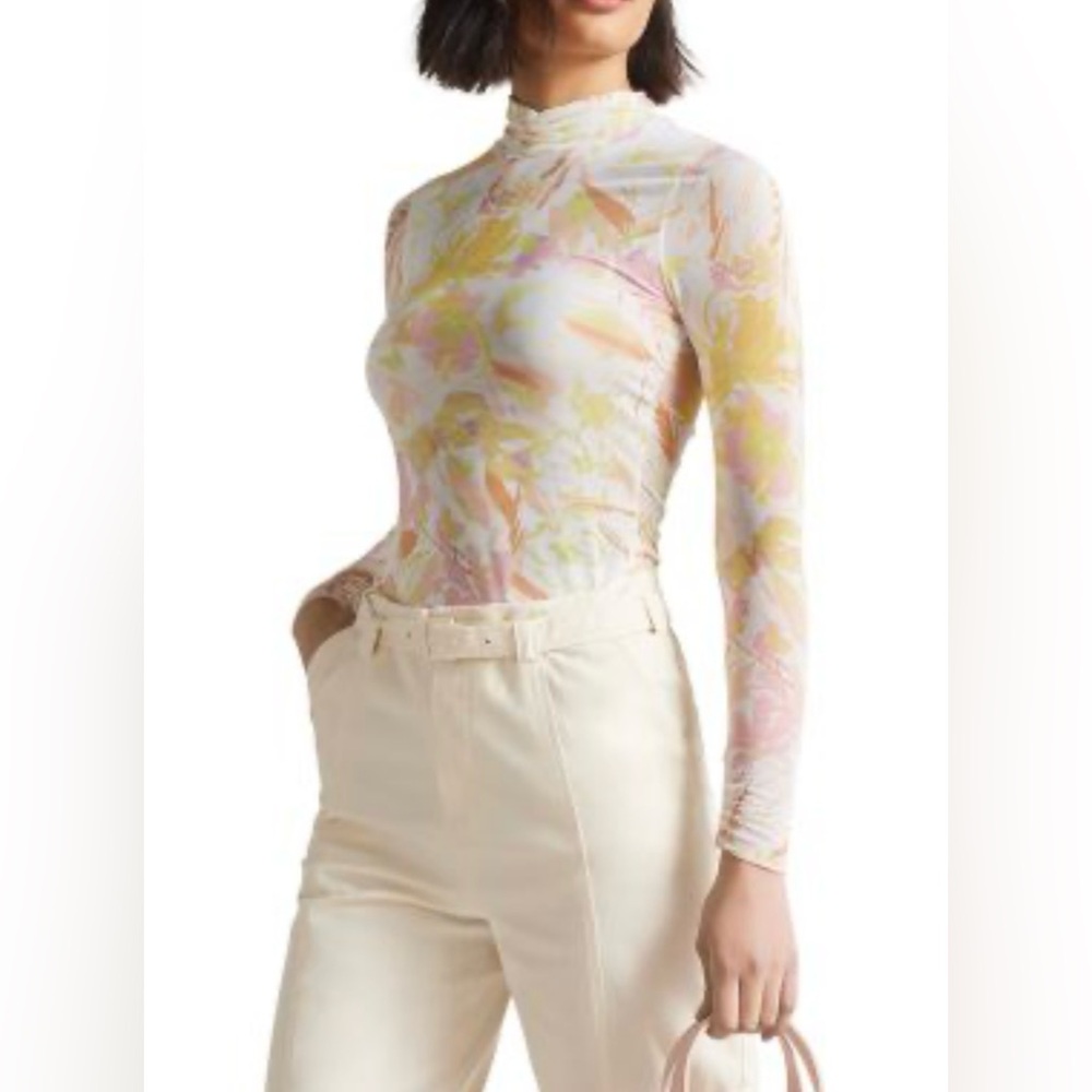 NEW Ted Baker Danuta Printed Mesh Top - Size 0 NEW - $195